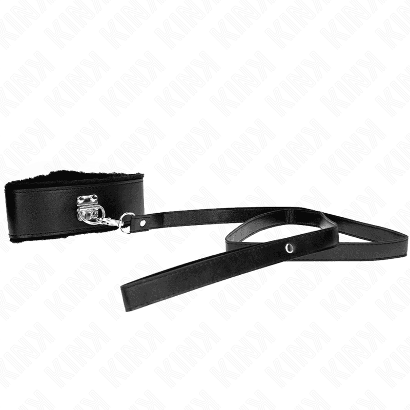 KINK - COLLANA CON GUINZAGLIO 116 CM CON BORCHIE IN ARGENTO MODELLO 4 NERO REGOLABILE 40-48 CM X 6 CM 4