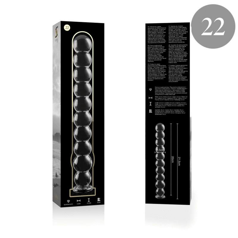 NEBULA SERIES BY IBIZA, STEKLENI DILDO MODEL 22, BOROSILIKATNO STEKLO, PROZOREN, 21,5 CM, PREMER 2,5 CM 4