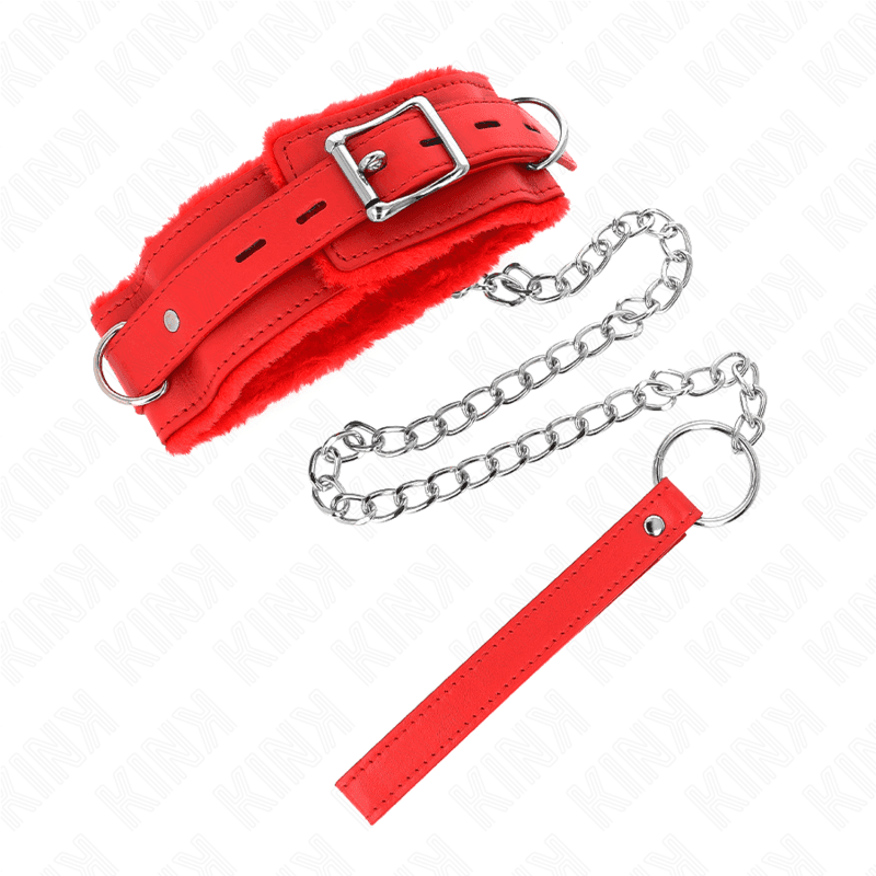 KINK - COLLAR WITH LEASH 65 CM WITH RESTRICTIONS RED 36-42 CM X 5.5 CM 2