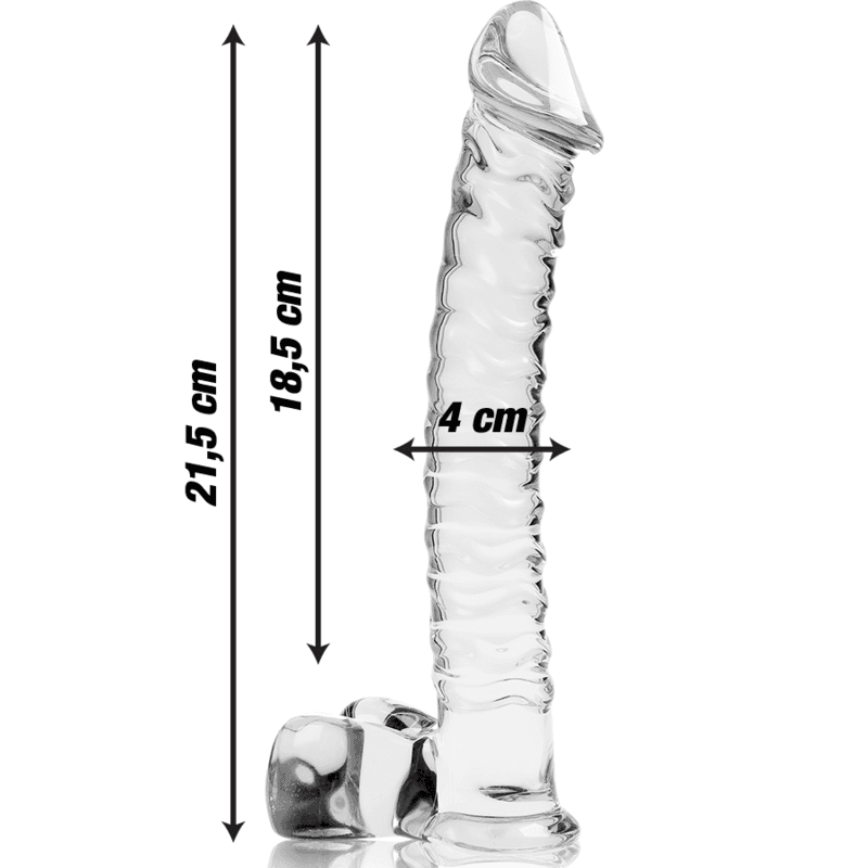 NEBULA SERIES BY IBIZA - MODEL 23 DILDO BOROSILICATE GLASS CLEAR 21.5 CM -O- 4 CM 3