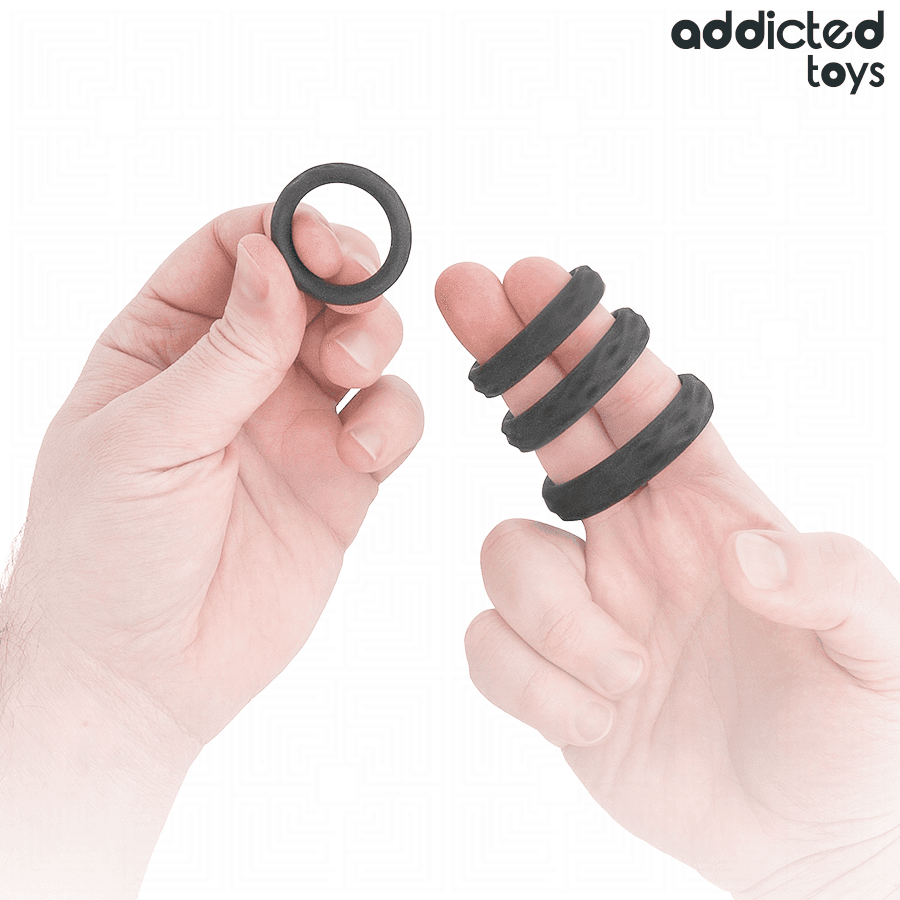 ADDICTED TOYS - KOMPLET TEKSTURIRANIH OBROČKOV ZA PENIS 4 VELIKOSTI 2