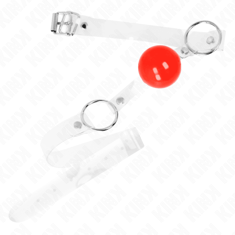 KINK - RED TRANSPARENT PVC BALL 4 CM GAG ADJUSTABLE 2