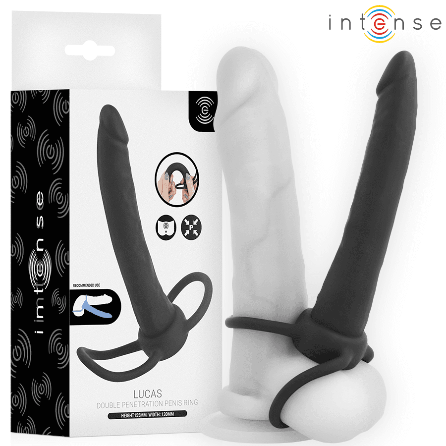 INTENSE - Lucas analni dildo s penisnim i testisnim prstenom silikon