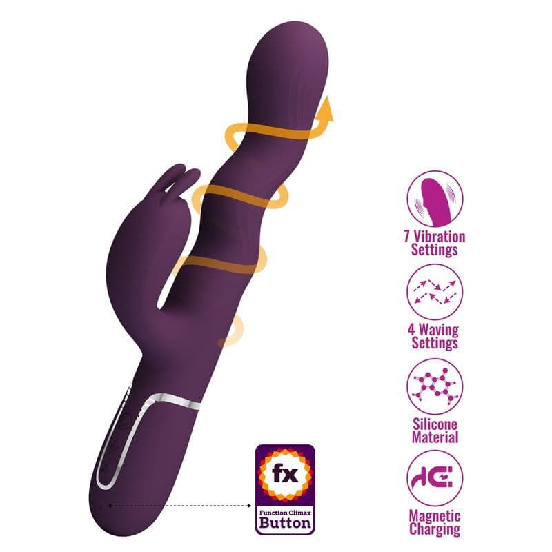 PRETTY LOVE - Loursen rabbit vibrator sa potiskom i 7 vibracija USB punjiv ljubičasti 4