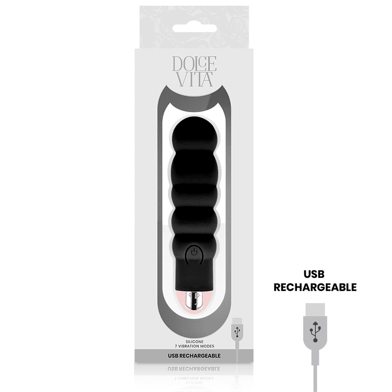 DOLCE VITA - VIBRATORE RICARICABILE SEI NERO 7 VELOCITÀ 3