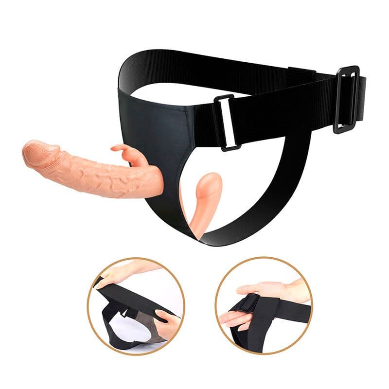 BAILE - Charlotte šuplji dvostruki penetracijski strap-on mesni 3