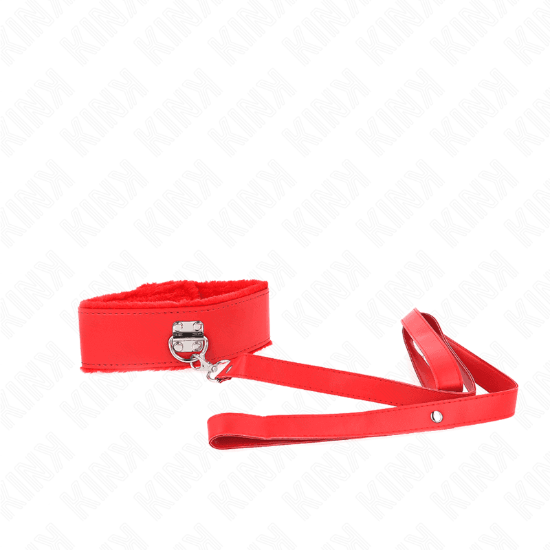 KINK - HALSKETTE MIT LEINE 116 CM MIT SILBERNEN NIETEN MODELL 4 ROT VERSTELLBAR 40-48 CM X 6 CM 3
