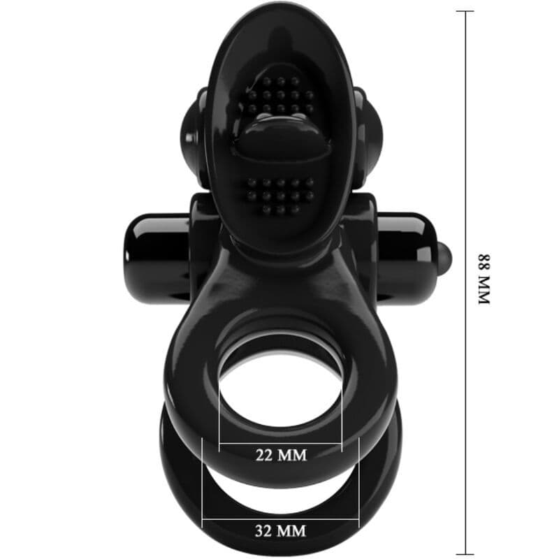 PRETTY LOVE - PASSIONATE RING DOUBLE VIBRATING RING + CLITORIS STIMULATOR BLACK 4
