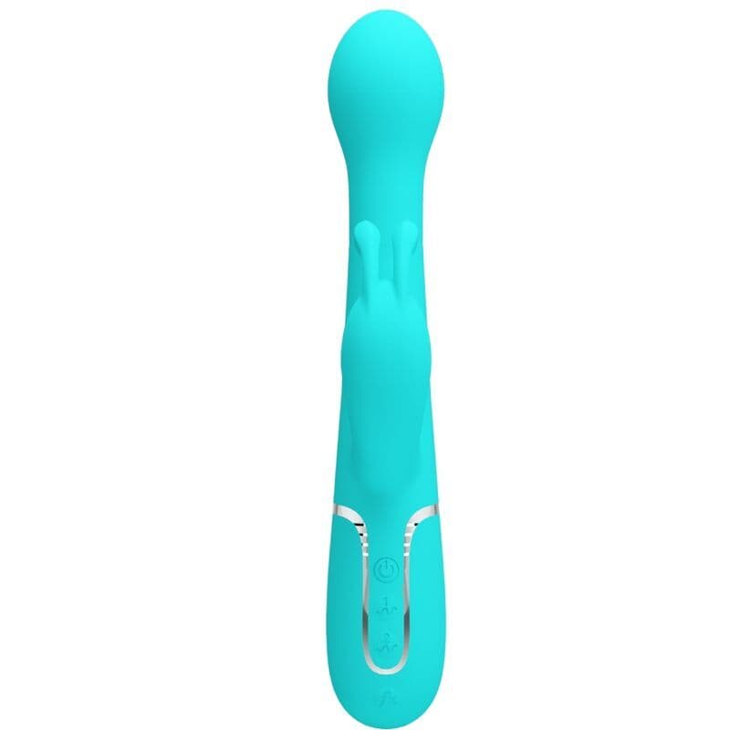 PRETTY LOVE - DEJON RABBIT VIBRATOR 3 U 1, VIŠEFUNKCIJSKI, AKVAMARIN ZELENI 2