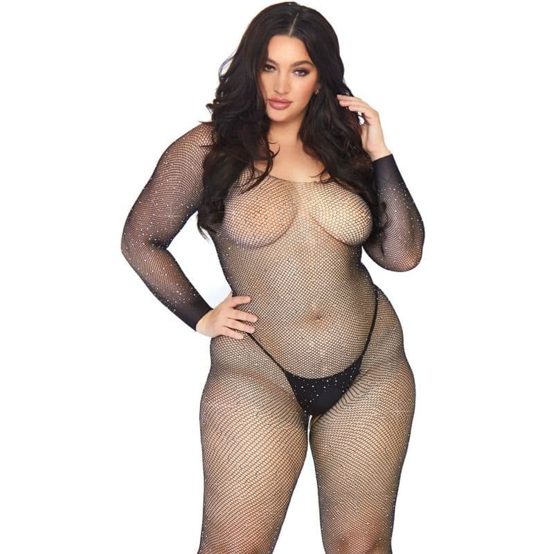 LEG AVENUE - CRYSTALIZED NET BODY STOCKING 1X-2X 3