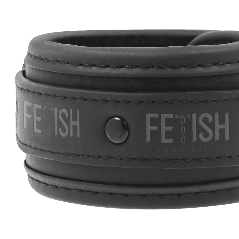 FETISH SUBMISSIVE - VEGAN LEATHER HANDCUFFS WITH NOPRENE LINING 3
