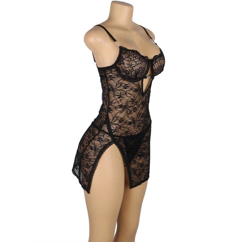 SUBBLIME - 954185 LACE BABYDOLL WITH ADJUSTABLE STRAPS BLACK S/M 4
