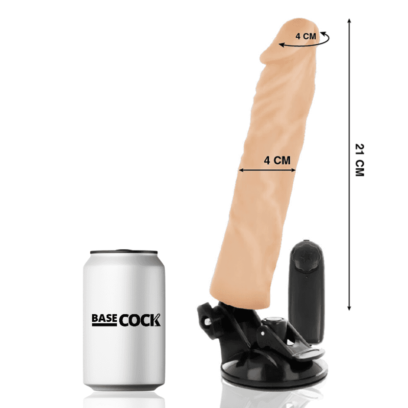BASECOCK - REALISTIČNI VIBRATOR Z DALJINSKIM UPRAVLJALNIKOM FLESH 21 CM Ø 4 CM 2