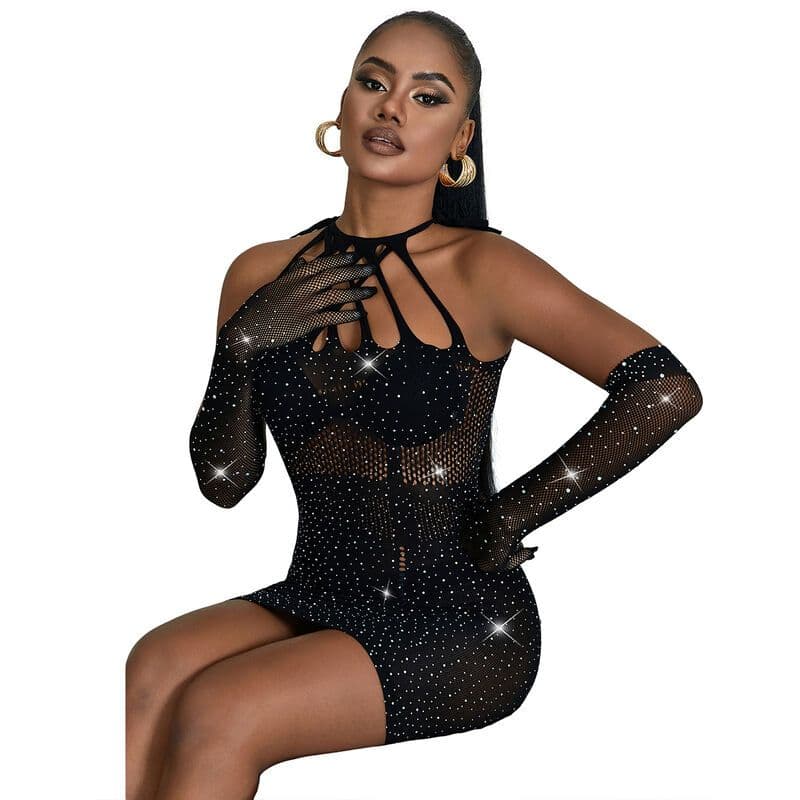SUBBLIME - 952235 ABITO A RETE CON STRASS NERO TAGLIA UNICA 3