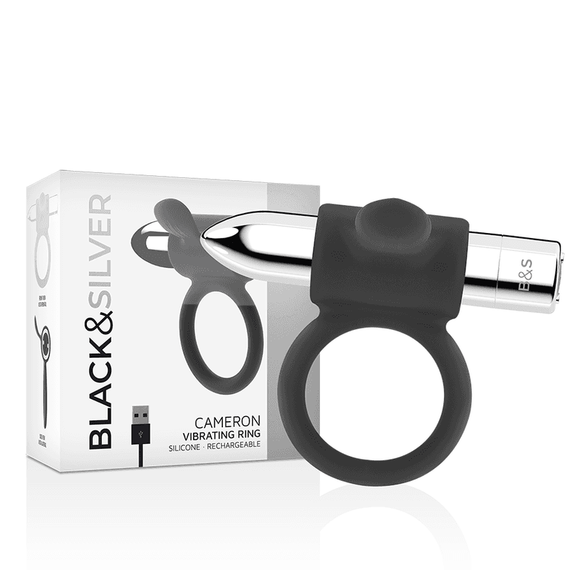 BLACK&SILVER - CAMERON POLNILNI VIBRIRAJOČ OBROČEK ZA PENIS, SREBRN