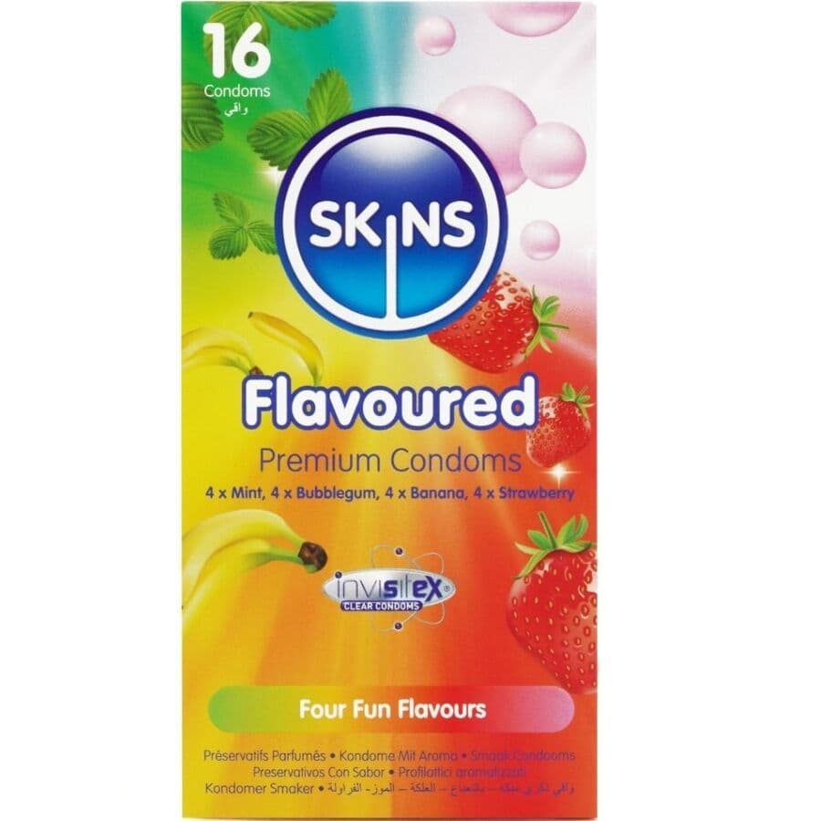 SKINS - MULTI FLAVORS PREMIUM KONDOMI S OKUSIMA, PAKIRANJE 16