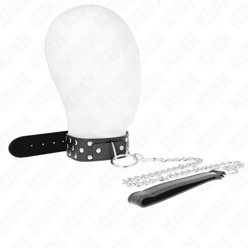 KINK - OGRLICA S POVODCEM 65 CM S TRAKOM S PRSTENIMA I ZAKOVICAMA, CRNA, PODESIVA 36, 50 CM X 3,8 CM