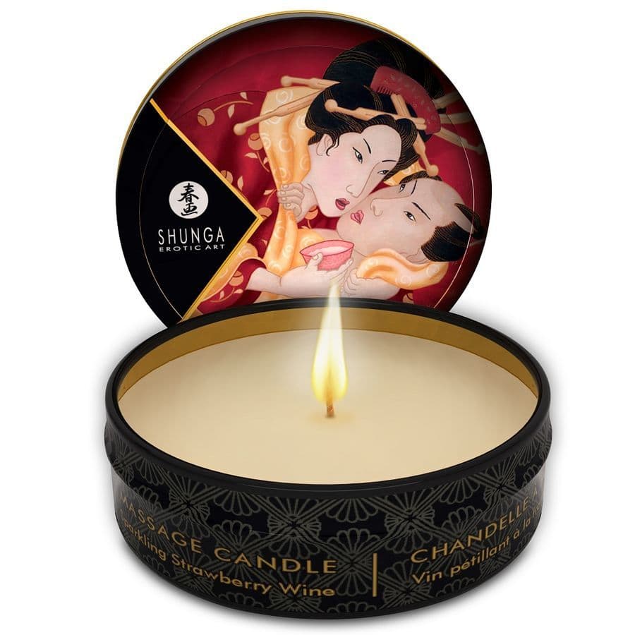 Mini caress by candelight strawberries and cava massage candle 30 ml