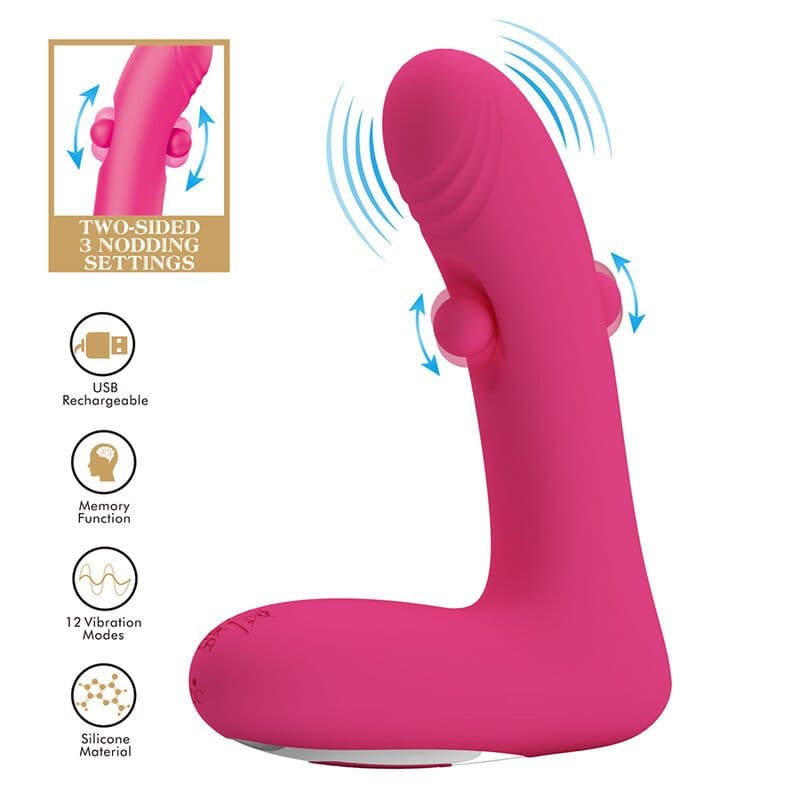 PRETTY LOVE - VIBRATORE RICARICABILE IN SILICONE DUDEN CON 12 MODALITÀ DI VIBRAZIONE E 3 MODALITÀ DI OSCILLAZIONE, ROSA