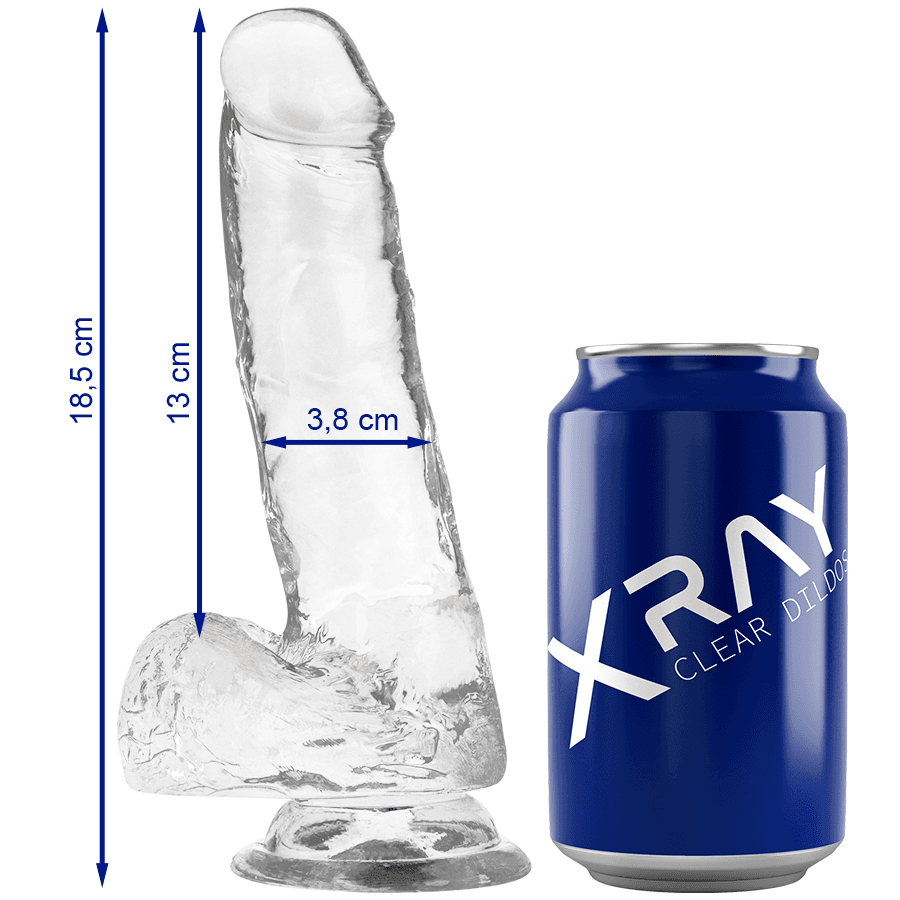 X RAY - PROZIRNI DILDO S TESTISIMA 18,5 CM -O- 3,8 CM