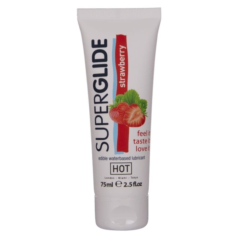 HOT - SUPERGLIDE JESTIVI LUBRIKANT NA BAZI VODE JAGODA 75 ML