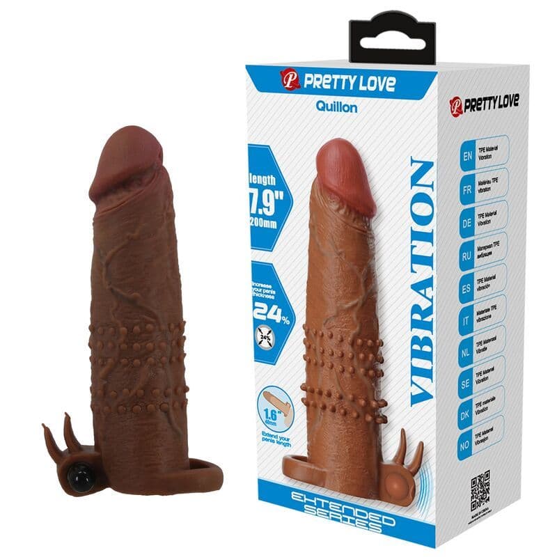 PRETTY LOVE - Quillon vibracijski tulac penisa, 20 cm Ø 4 cm smeđ