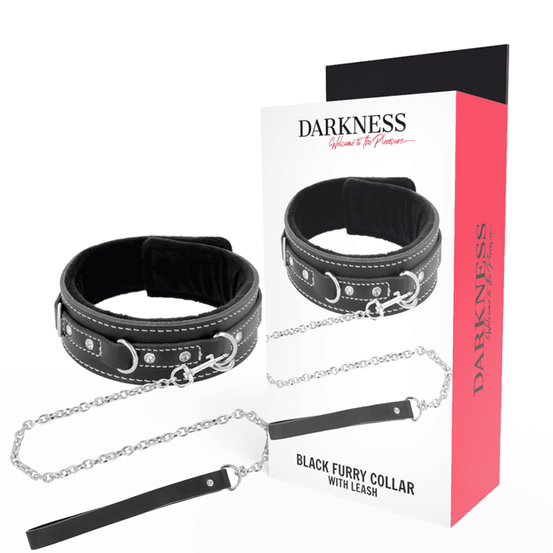 DARKNESS - VISOKOKVALITETNA KOŽNA OGRLICA S POVODCEM