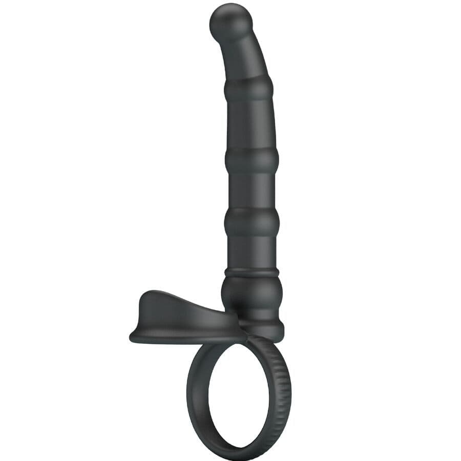 PRETTY LOVE - TATUM VIBRIRAJUĆI PRSTEN ZA PENIS S ANALNIM ČEPOM 10 VIBRACIJA CRNI