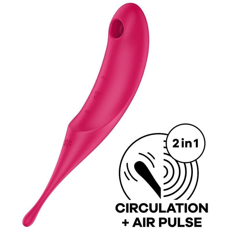 SATISFYER TWIRLING PRO STIMULATOR Z ZRAČNIMI PULZI IN VIBRATOR, RDEČ