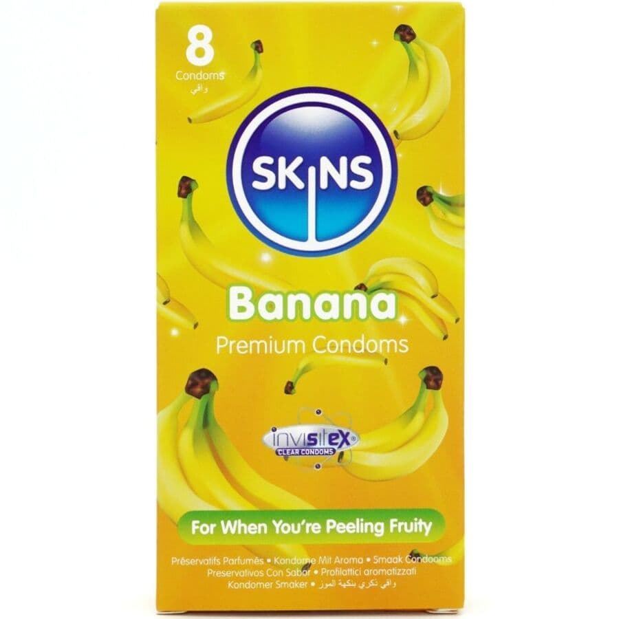 SKINS - BANANA PREMIUM KONDOMI S OKUSOM BANANE, 8 KOMADA