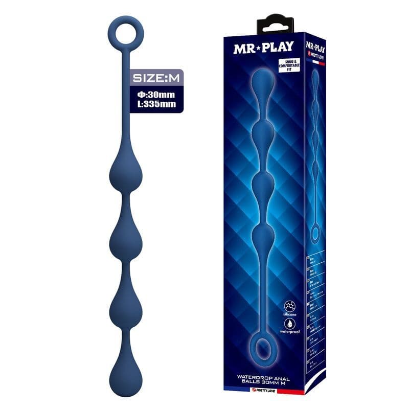 MR PLAY, BLAUE SILIKON-ANALPOLSTER, GRÖSSE M, 33 CM