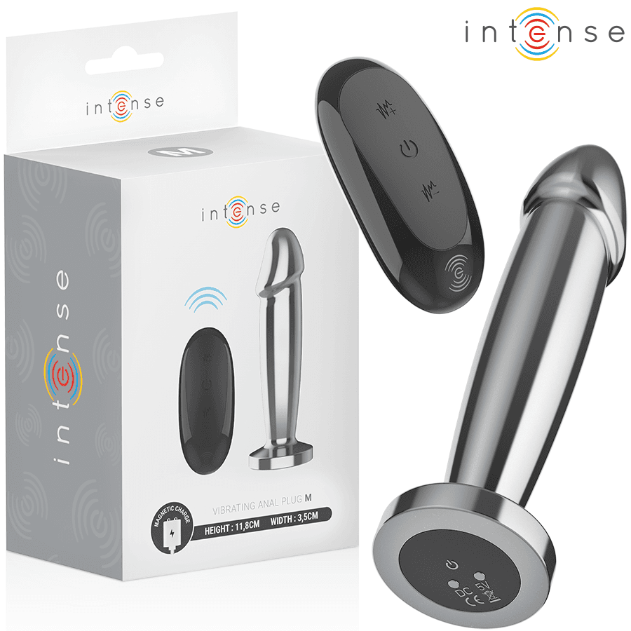 INTENSE - ANALNI ČEP DILDO S VIBRACIJAMA, METALNI, 10 VIBRACIJA, S DALJINSKIM UPRAVLJAČEM, M