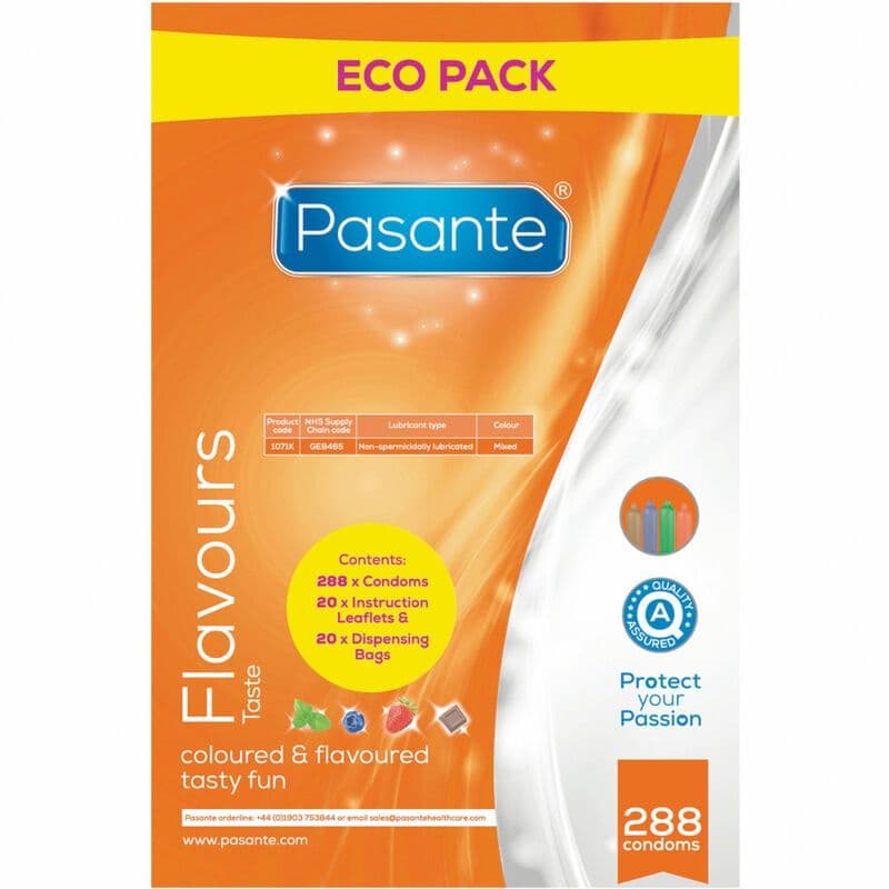 PASANTE - ECO PACK FLAVORS KONDOMI S OKUSIMA, VREĆICA 288 KOMADA