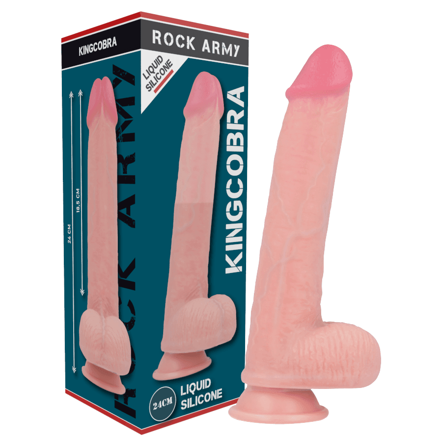 ROCKARMY - REALISTIČNI DILDO OD TEKUĆEG SILIKONA PREMIUM KINGCOBRA 24 CM -O- 4,77 CM