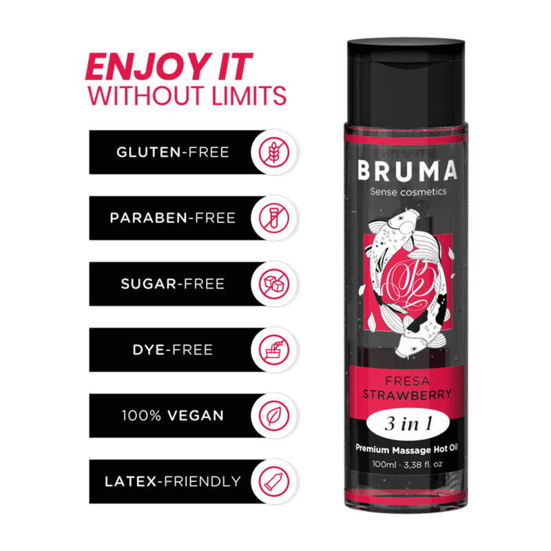 BRUMA - PREMIUM ULJE ZA MASAŽU S GRIJUĆIM UČINKOM 3 U 1 JAGODA 100 ML