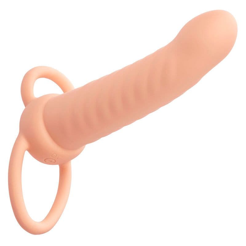 CALEXOTICS - MAXX RIBBED DUAL PENETRATOR REBRAST VIBRATOR ZA DVOJNO PENETRACIJO, 10 VIBRACIJ, NARAVNA BARVA