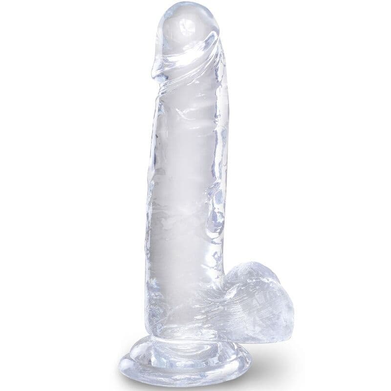 KING COCK - Clear - Prozirni realistični penis s mućima, 15,2 cm - Prozirna