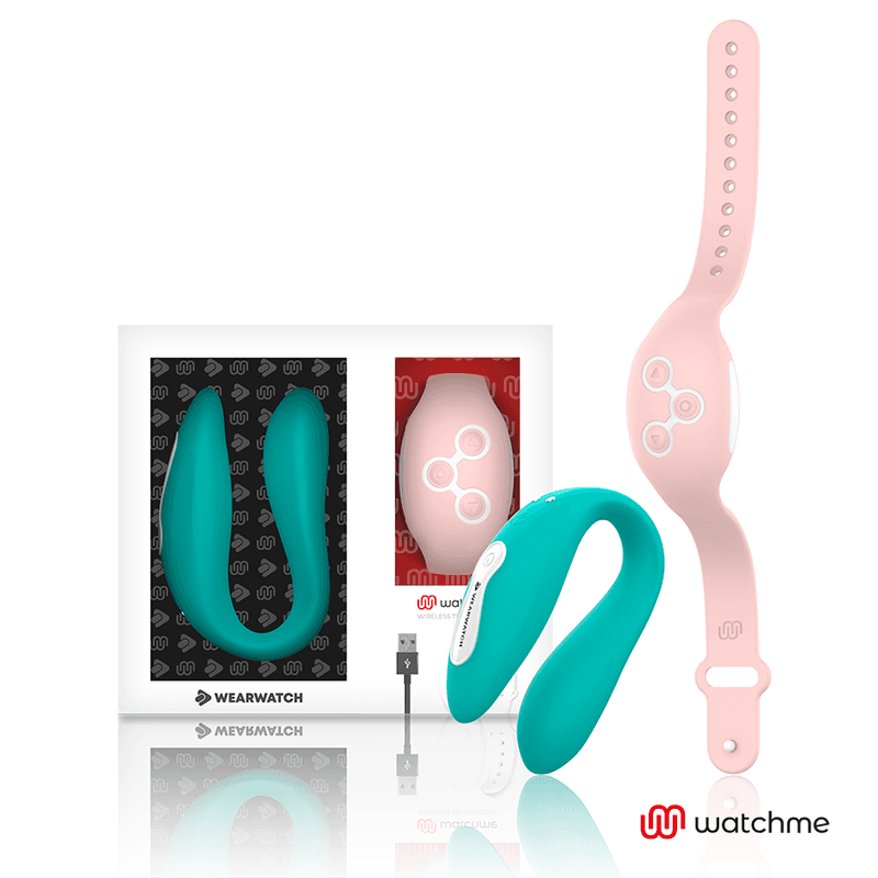 WEARWATCH DUAL VIBRATOR ZA PARE Z DALJINSKIM UPRAVLJALNIKOM WATCHME, MORSKO MODRA / ROZA