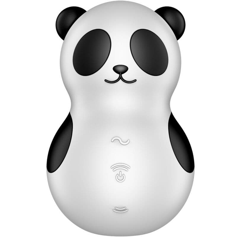 SATISFYER POCKET PANDA STIMULATOR Z ZRAČNIMI PULZI IN VIBRATOR, ČRNO-BEL