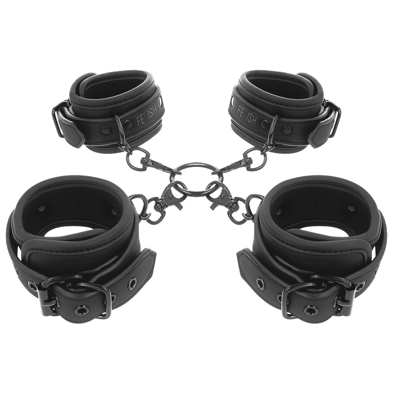 FETISH SUBMISSIVE - HAND- UND KNÖCHEL-HANDSCHELLEN-SET MIT NOPRENE-FUTTER