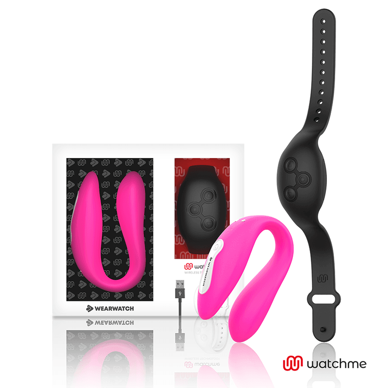 WEARWATCH DUAL VIBRATOR ZA PARE Z DALJINSKIM UPRAVLJALNIKOM WATCHME, FUKSIJA / ČRNA