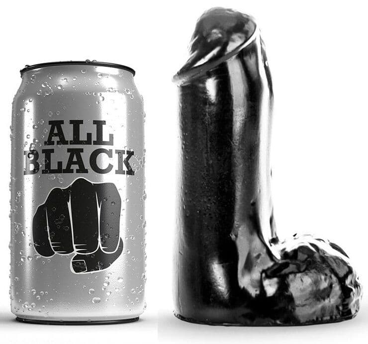 ALL BLACK - realističan dildo, 13 cm