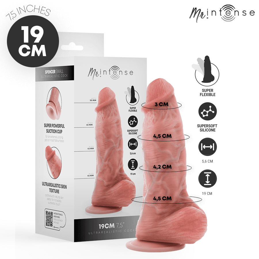 MR INTENSE - Malu Spencer silikon dildo, 19 cm, Ø 4,5 cm