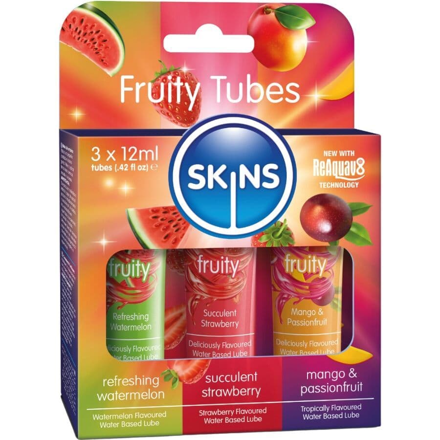 SKINS, FRUCHTIGES GLEITMITTEL-SET WASSERMELONE, ERDBEERE & MANGO GLEITMITTEL 3 x 12 ML
