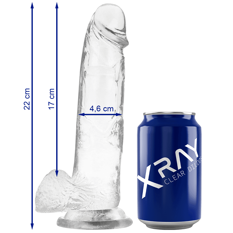 X RAY - PROZIRNI DILDO S TESTISIMA 22 CM -O- 4,6 CM