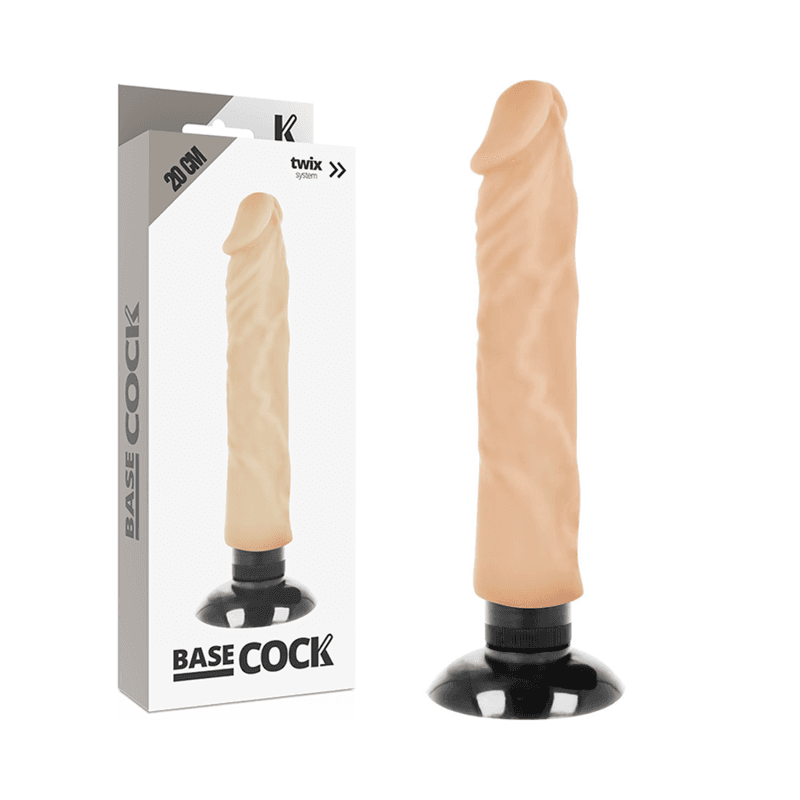 BASECOCK - Realističan vibrator 2-1 Flesh 20 cm Ø 4 cm