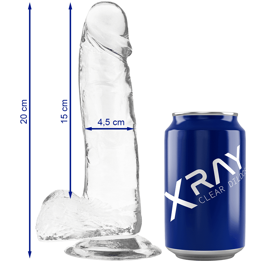 X RAY - PROZIRNI DILDO S TESTISIMA 20 CM -O- 4,5 CM