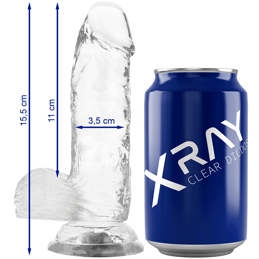 X RAY - PROZIRNI DILDO S TESTISIMA 15,5 CM -O- 3,5 CM