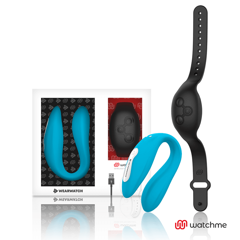 WEARWATCH DUAL VIBRATOR ZA PARE Z DALJINSKIM UPRAVLJALNIKOM WATCHME, INDIGO / ČRNA