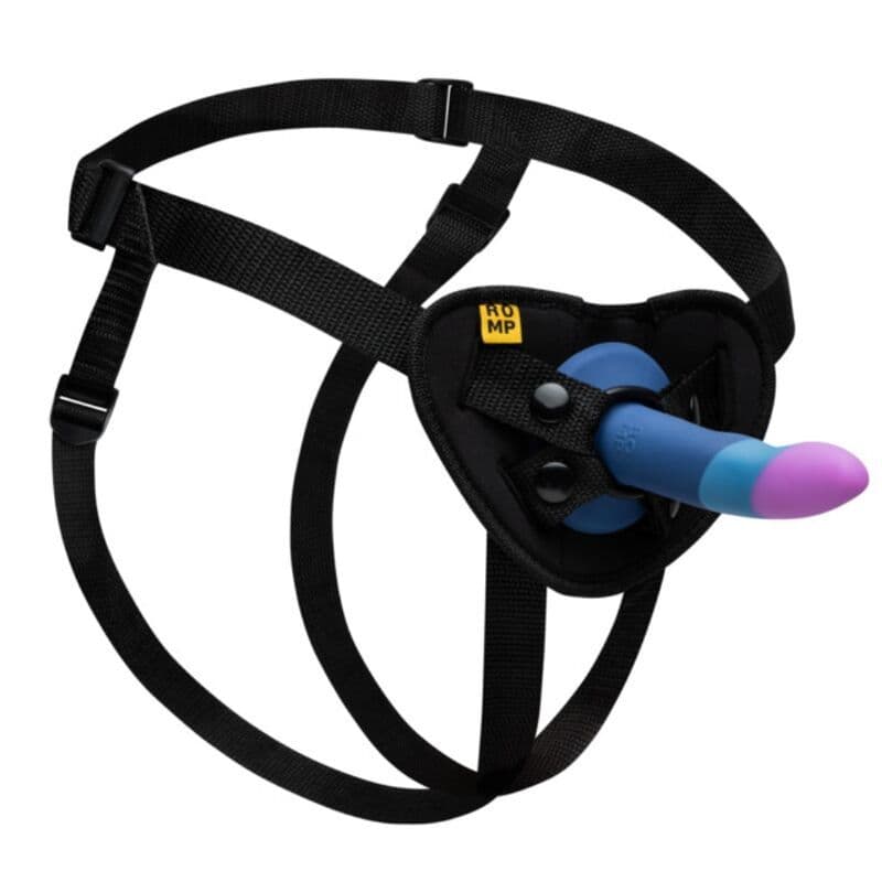 ROMP PICCOLO REMENJE + SILIKONSKI DILDO S VAKUUMSKOM ČAŠICOM 14 CM, TROBOJNI